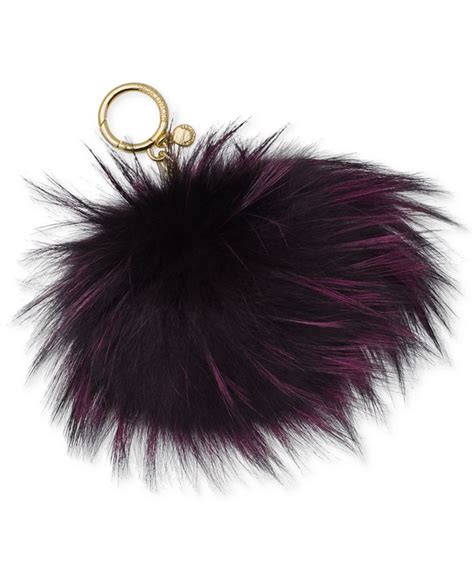 michael michael kors genuine fox fur pompom key charm lilac